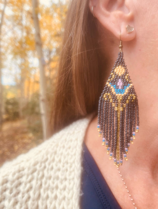 Handwoven Beaded Fringe Earrings