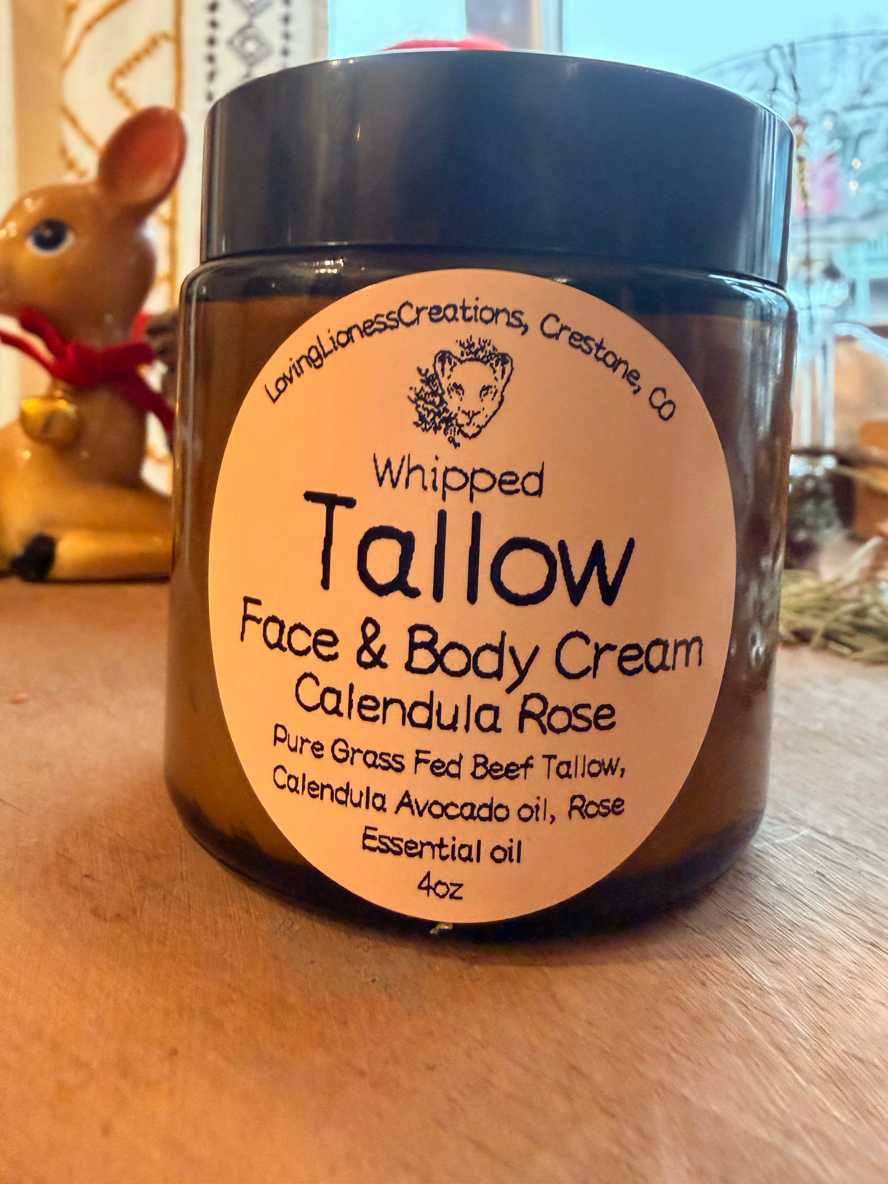 Whipped Tallow Face & Body Cream- Calendula Rose- 4oz