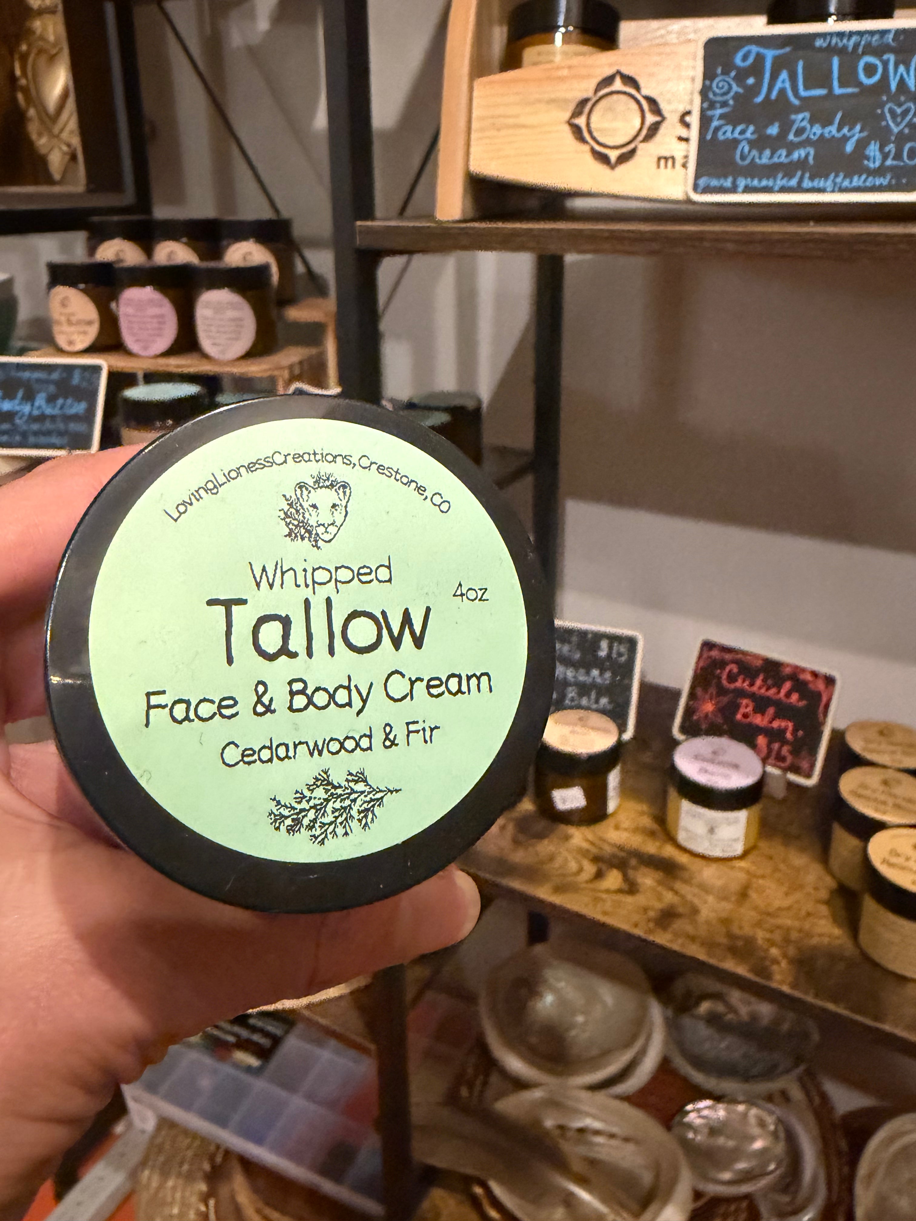 Whipped Tallow Face & Body Cream- Cedarwood & Fir- 4oz